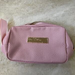 MAC Pink textured cosmetic travel pouch NEW